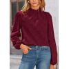 imagePRETTYGARDEN Tops for Women Trendy 2025 Spring Long Sleeve Blouses Dressy Casual Embroidered Eyelet Going Out ShirtsWine Red