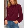 imagePRETTYGARDEN Tops for Women Trendy 2025 Spring Long Sleeve Blouses Dressy Casual Embroidered Eyelet Going Out ShirtsWine Red