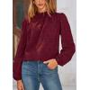 imagePRETTYGARDEN Tops for Women Trendy 2025 Spring Long Sleeve Blouses Dressy Casual Embroidered Eyelet Going Out ShirtsWine Red