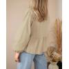 imagePRETTYGARDEN Womens Spring Fall Babydoll Peplum Blouse Shirt Puff Long Sleeve Bow Tie Front Trendy Cute Y2K Going Out TopsSolid Apricot