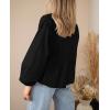 imagePRETTYGARDEN Womens Spring Fall Babydoll Peplum Blouse Shirt Puff Long Sleeve Bow Tie Front Trendy Cute Y2K Going Out TopsSolid Black