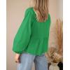 imagePRETTYGARDEN Womens Spring Fall Babydoll Peplum Blouse Shirt Puff Long Sleeve Bow Tie Front Trendy Cute Y2K Going Out TopsSolid Green