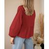 imagePRETTYGARDEN Womens Spring Fall Babydoll Peplum Blouse Shirt Puff Long Sleeve Bow Tie Front Trendy Cute Y2K Going Out TopsSolid Red
