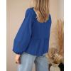 imagePRETTYGARDEN Womens Spring Fall Babydoll Peplum Blouse Shirt Puff Long Sleeve Bow Tie Front Trendy Cute Y2K Going Out TopsSolid Royal Blue