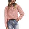 imagePRETTYGARDEN Tops for Women Trendy 2025 Spring Long Sleeve Blouses Dressy Casual Embroidered Eyelet Going Out ShirtsPink