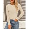 imagePRETTYGARDEN Long Sleeve Tops for Women 2025 Spring Fall Trendy Business Dressy Casual Shirts Crewneck Textured BlouseApricot Pink