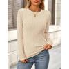 imagePRETTYGARDEN Long Sleeve Tops for Women 2025 Spring Fall Trendy Business Dressy Casual Shirts Crewneck Textured BlouseApricot Pink