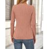imagePRETTYGARDEN Long Sleeve Tops for Women 2025 Spring Fall Trendy Business Dressy Casual Shirts Crewneck Textured BlouseBean Paste Pink