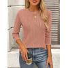 imagePRETTYGARDEN Long Sleeve Tops for Women 2025 Spring Fall Trendy Business Dressy Casual Shirts Crewneck Textured BlouseBean Paste Pink