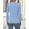 imagePRETTYGARDEN Long Sleeve Tops for Women 2025 Spring Fall Trendy Business Dressy Casual Shirts Crewneck Textured BlouseBlue Grey