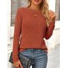 imagePRETTYGARDEN Long Sleeve Tops for Women 2025 Spring Fall Trendy Business Dressy Casual Shirts Crewneck Textured BlouseBrick Red