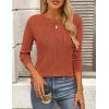 imagePRETTYGARDEN Long Sleeve Tops for Women 2025 Spring Fall Trendy Business Dressy Casual Shirts Crewneck Textured BlouseBrick Red