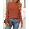 imagePRETTYGARDEN Long Sleeve Tops for Women 2025 Spring Fall Trendy Business Dressy Casual Shirts Crewneck Textured BlouseBrick Red
