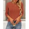 imagePRETTYGARDEN Long Sleeve Tops for Women 2025 Spring Fall Trendy Business Dressy Casual Shirts Crewneck Textured BlouseBrick Red