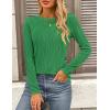 imagePRETTYGARDEN Long Sleeve Tops for Women 2025 Spring Fall Trendy Business Dressy Casual Shirts Crewneck Textured BlouseBrilliant Green