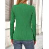 imagePRETTYGARDEN Long Sleeve Tops for Women 2025 Spring Fall Trendy Business Dressy Casual Shirts Crewneck Textured BlouseBrilliant Green