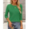 imagePRETTYGARDEN Long Sleeve Tops for Women 2025 Spring Fall Trendy Business Dressy Casual Shirts Crewneck Textured BlouseBrilliant Green