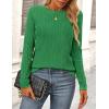 imagePRETTYGARDEN Long Sleeve Tops for Women 2025 Spring Fall Trendy Business Dressy Casual Shirts Crewneck Textured BlouseBrilliant Green