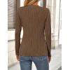 imagePRETTYGARDEN Long Sleeve Tops for Women 2025 Spring Fall Trendy Business Dressy Casual Shirts Crewneck Textured BlouseCoffee