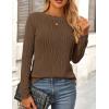 imagePRETTYGARDEN Long Sleeve Tops for Women 2025 Spring Fall Trendy Business Dressy Casual Shirts Crewneck Textured BlouseCoffee