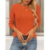 imagePRETTYGARDEN Long Sleeve Tops for Women 2025 Spring Fall Trendy Business Dressy Casual Shirts Crewneck Textured BlouseOrange