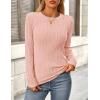 imagePRETTYGARDEN Long Sleeve Tops for Women 2025 Spring Fall Trendy Business Dressy Casual Shirts Crewneck Textured BlousePink