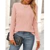 imagePRETTYGARDEN Long Sleeve Tops for Women 2025 Spring Fall Trendy Business Dressy Casual Shirts Crewneck Textured BlousePink