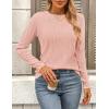 imagePRETTYGARDEN Long Sleeve Tops for Women 2025 Spring Fall Trendy Business Dressy Casual Shirts Crewneck Textured BlousePink