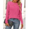 imagePRETTYGARDEN Long Sleeve Tops for Women 2025 Spring Fall Trendy Business Dressy Casual Shirts Crewneck Textured BlouseRose Red
