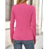 imagePRETTYGARDEN Long Sleeve Tops for Women 2025 Spring Fall Trendy Business Dressy Casual Shirts Crewneck Textured BlouseRose Red