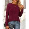 imagePRETTYGARDEN Long Sleeve Tops for Women 2025 Spring Fall Trendy Business Dressy Casual Shirts Crewneck Textured BlouseWine Red
