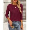 imagePRETTYGARDEN Long Sleeve Tops for Women 2025 Spring Fall Trendy Business Dressy Casual Shirts Crewneck Textured BlouseWine Red