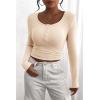 imagePRETTYGARDEN Womens 2025 Spring Fall Long Sleeve Henley T Shirts Button Ribbed Knit Slim Fit Casual Basic Tops BlouseBeige