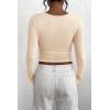 imagePRETTYGARDEN Womens 2025 Spring Fall Long Sleeve Henley T Shirts Button Ribbed Knit Slim Fit Casual Basic Tops BlouseBeige
