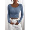 imagePRETTYGARDEN Womens 2025 Spring Fall Long Sleeve Henley T Shirts Button Ribbed Knit Slim Fit Casual Basic Tops BlouseBlue Grey