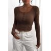 imagePRETTYGARDEN Womens 2025 Spring Fall Long Sleeve Henley T Shirts Button Ribbed Knit Slim Fit Casual Basic Tops BlouseCoffee