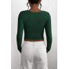 imagePRETTYGARDEN Womens 2025 Spring Fall Long Sleeve Henley T Shirts Button Ribbed Knit Slim Fit Casual Basic Tops BlouseDark Green