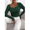 imagePRETTYGARDEN Womens 2025 Spring Fall Long Sleeve Henley T Shirts Button Ribbed Knit Slim Fit Casual Basic Tops BlouseDark Green