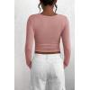 imagePRETTYGARDEN Womens 2025 Spring Fall Long Sleeve Henley T Shirts Button Ribbed Knit Slim Fit Casual Basic Tops BlouseDusty Pink