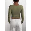 imagePRETTYGARDEN Womens 2025 Spring Fall Long Sleeve Henley T Shirts Button Ribbed Knit Slim Fit Casual Basic Tops BlouseGrey Green