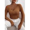 imagePRETTYGARDEN Womens 2025 Spring Fall Long Sleeve Henley T Shirts Button Ribbed Knit Slim Fit Casual Basic Tops BlouseKhaki