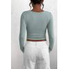 imagePRETTYGARDEN Womens 2025 Spring Fall Long Sleeve Henley T Shirts Button Ribbed Knit Slim Fit Casual Basic Tops BlouseLake Blue