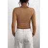 imagePRETTYGARDEN Womens 2025 Spring Fall Long Sleeve Henley T Shirts Button Ribbed Knit Slim Fit Casual Basic Tops BlouseLight Camel