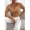 imagePRETTYGARDEN Womens 2025 Spring Fall Long Sleeve Henley T Shirts Button Ribbed Knit Slim Fit Casual Basic Tops BlouseLight Camel