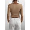 imagePRETTYGARDEN Womens 2025 Spring Fall Long Sleeve Henley T Shirts Button Ribbed Knit Slim Fit Casual Basic Tops BlouseLight Khaki