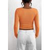 imagePRETTYGARDEN Womens 2025 Spring Fall Long Sleeve Henley T Shirts Button Ribbed Knit Slim Fit Casual Basic Tops BlouseOrange