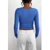 imagePRETTYGARDEN Womens 2025 Spring Fall Long Sleeve Henley T Shirts Button Ribbed Knit Slim Fit Casual Basic Tops BlouseRoyal Blue