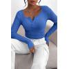 imagePRETTYGARDEN Womens 2025 Spring Fall Long Sleeve Henley T Shirts Button Ribbed Knit Slim Fit Casual Basic Tops BlouseRoyal Blue