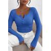 imagePRETTYGARDEN Womens 2025 Spring Fall Long Sleeve Henley T Shirts Button Ribbed Knit Slim Fit Casual Basic Tops BlouseRoyal Blue
