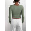 imagePRETTYGARDEN Womens 2025 Spring Fall Long Sleeve Henley T Shirts Button Ribbed Knit Slim Fit Casual Basic Tops BlouseSage Green